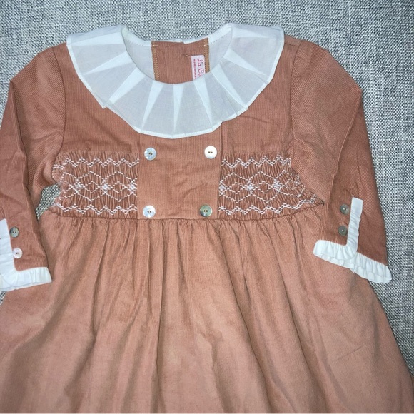 La Coqueta 3Y light brown corduroy dress VGUC small untreated spot - Picture 2 of 5